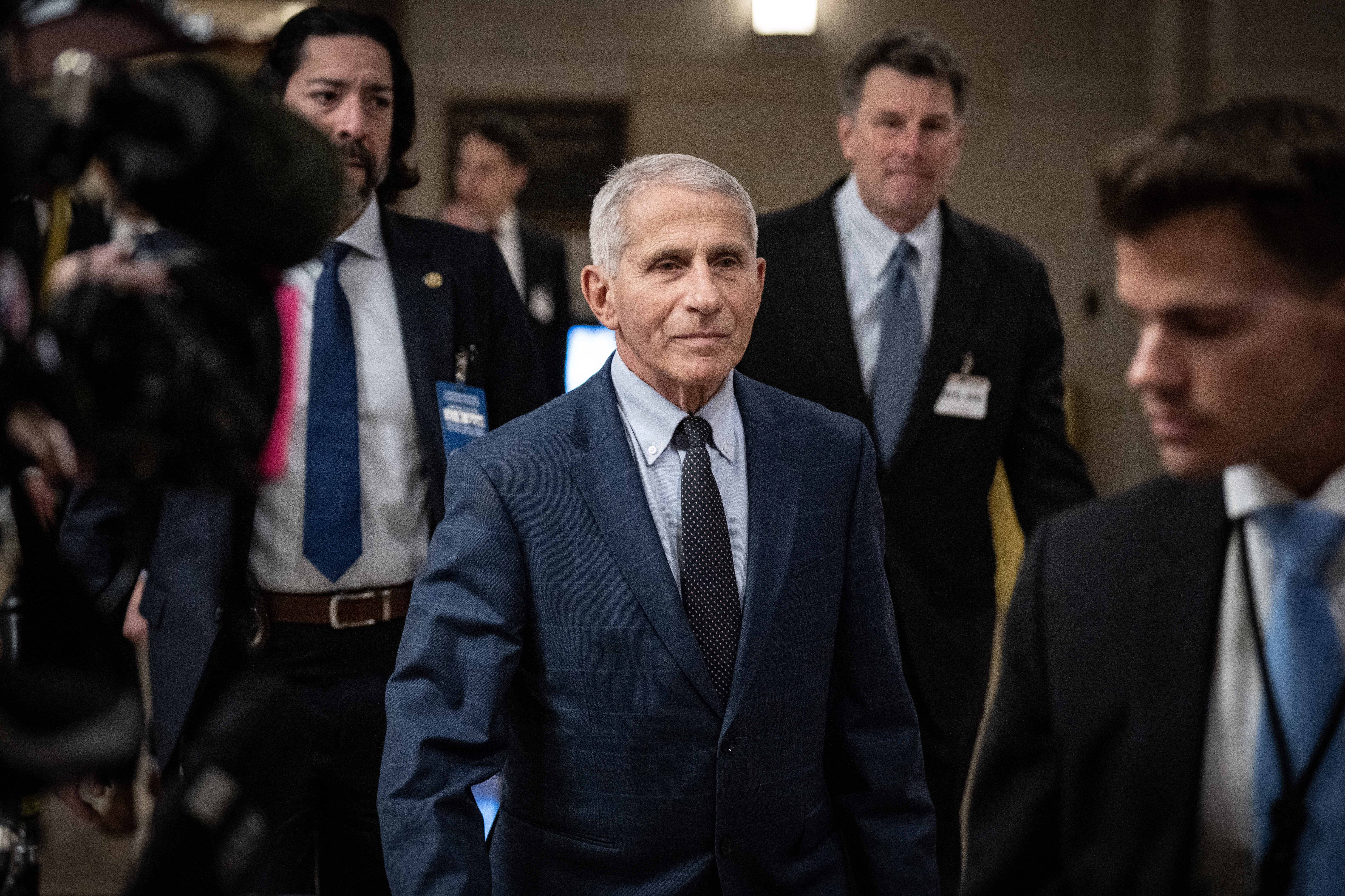 WASHINGTON, DC - JANUARY 8: Dr. Anthony Fauci, former director of the National Institute of Allergy and Infectious Diseases (NIAID), arrives for a closed-door interview with the House Select Subcommittee on the Coronavirus Pandemic at the U.S. Capitol January 8, 2024 in Washington, DC. Fauci is expected to face questioning about the origins of COVID-19, vaccine mandates and how to prevent future pandemics. (Photo by Drew Angerer/Getty Images) *** BESTPIX ***