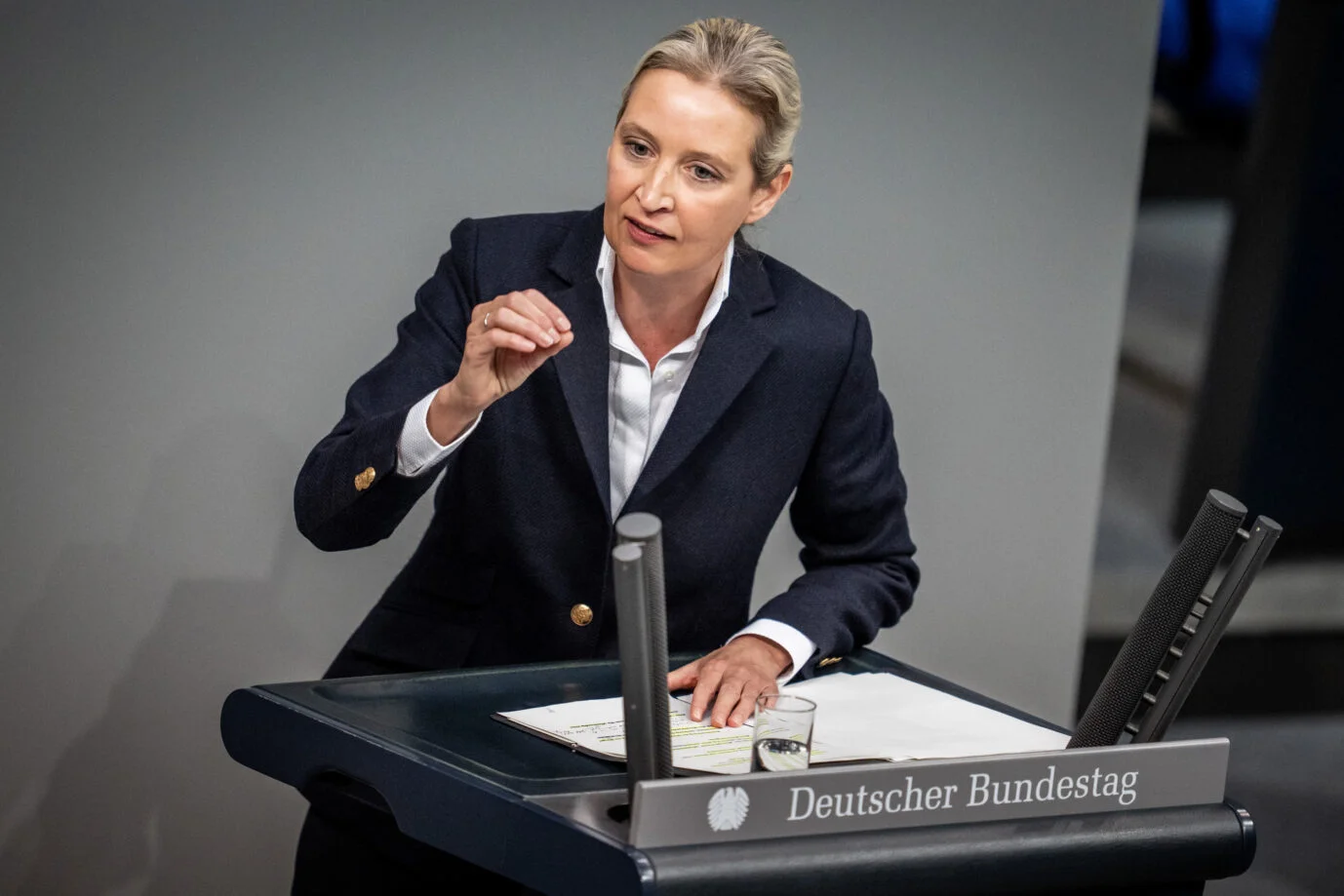 Alice Weidel, parliamentary group leader of the AfD, speaks in the Bundestag in the general debate on the budget of the Federal Chancellor and the Federal Chancellery.  Now the headmaster was reported