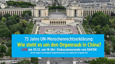 [LIVESTREAM] 75 lat Deklaracji Praw Człowieka ONZ – Dyskusja na temat „Lekarze przeciwko przymusowemu usunięciu narządów” [dźwięk oryginalny w języku angielskim]